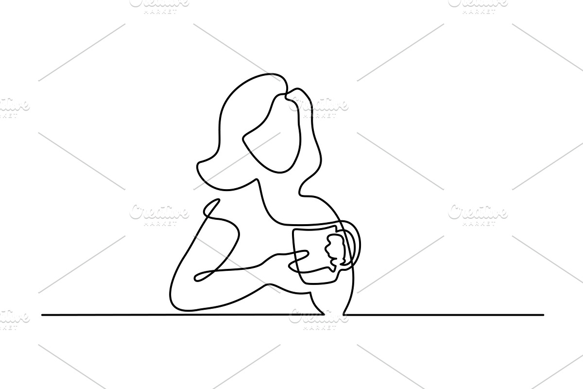 woman with cup of tea in Illustrations - product preview 8