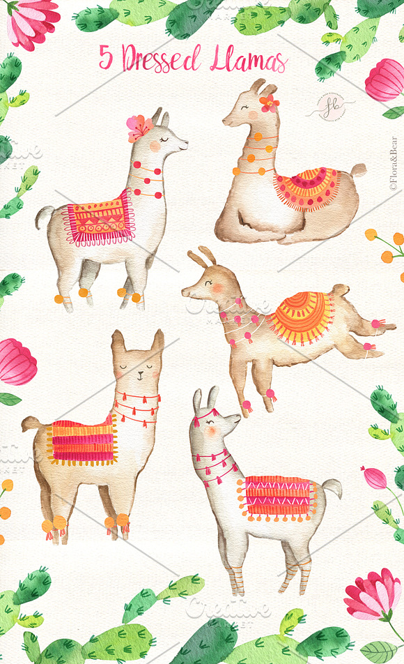Summer Llamas in Illustrations - product preview 1