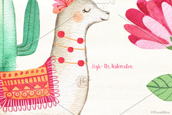 Summer Llamas in Illustrations - product preview 4