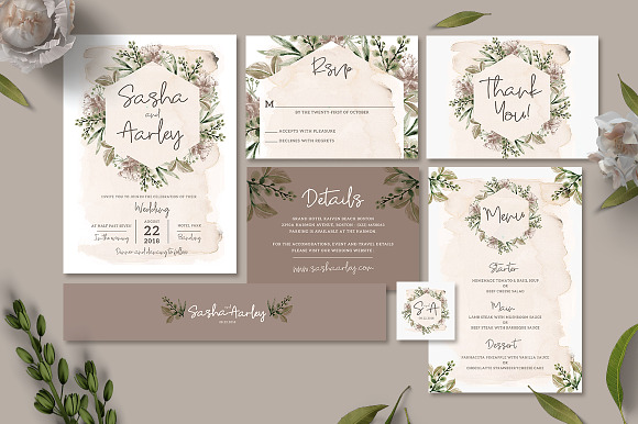 Foliage Wedding Invitation Suite in Card Templates - product preview 1