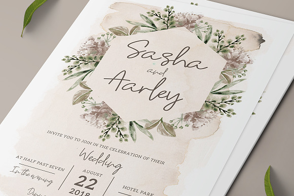 Foliage Wedding Invitation Suite in Card Templates - product preview 3
