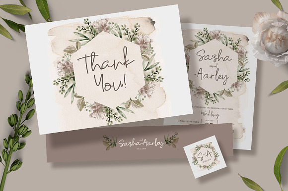 Foliage Wedding Invitation Suite in Card Templates - product preview 5
