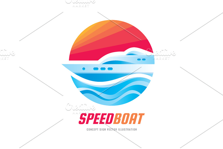 Speed Boat - Vector Logo Sign