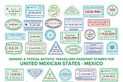 Mexico passport visa stamps set