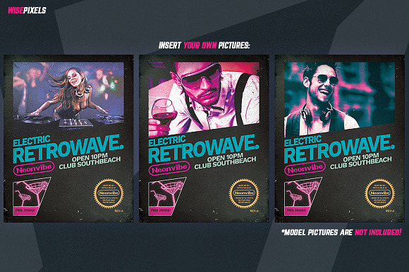 Retrowave Flyer v1 Retrogaming Cover in Flyer Templates - product preview 1