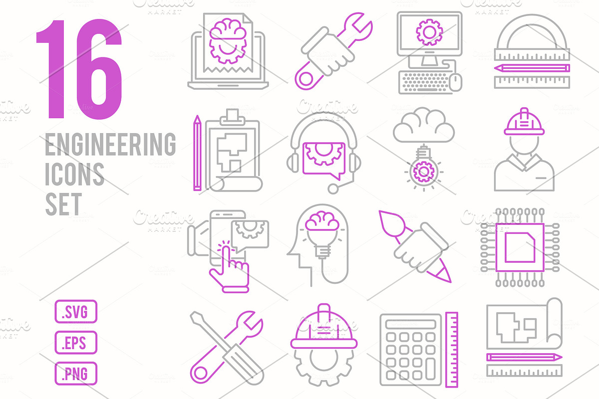 Engineering line icons set in Graphics - product preview 8