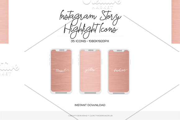 Rose Gold Instagram Highlight Covers in Instagram Templates - product preview 1