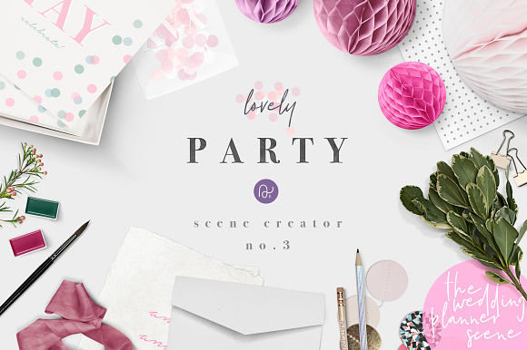 wedding party & confetti stationery in Scene Creator Mockups - product preview 5
