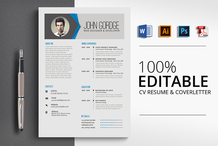 Job CV Resume Word Format in Resume Templates - product preview 8