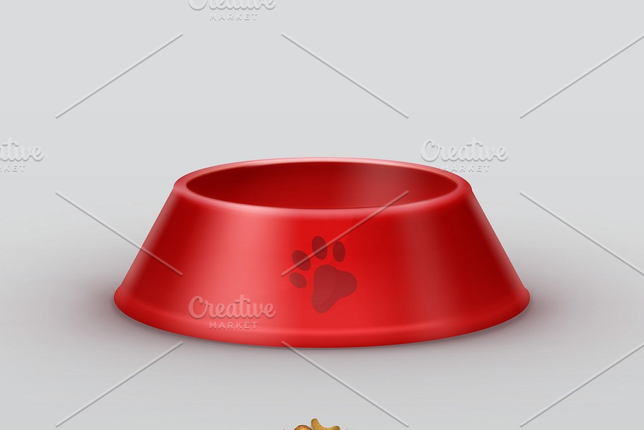Red pets bowls in Illustrations - product preview 8