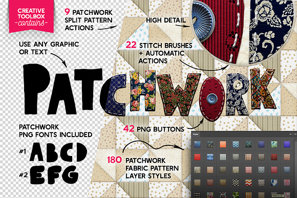 PATCHWORK Effect Photoshop TOOLKIT in Add-Ons - product preview 4