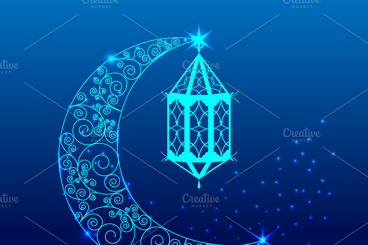 Ramadan kareem lantern and crescent in Illustrations - product preview 8