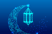 Ramadan kareem lantern and crescent