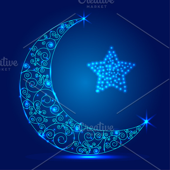 Ramadan kareem lantern and crescent in Illustrations - product preview 1
