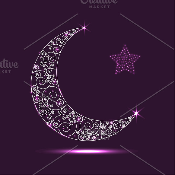Ramadan kareem lantern and crescent in Illustrations - product preview 3