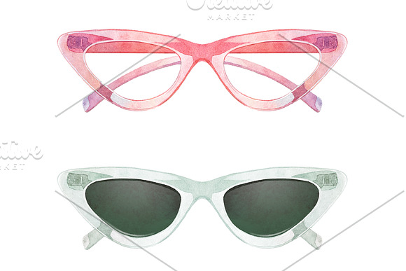 Trendy watercolor sunglasses in Illustrations - product preview 1