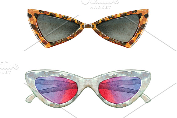 Trendy watercolor sunglasses in Illustrations - product preview 3