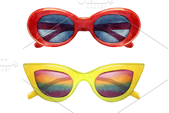 Trendy watercolor sunglasses in Illustrations - product preview 5