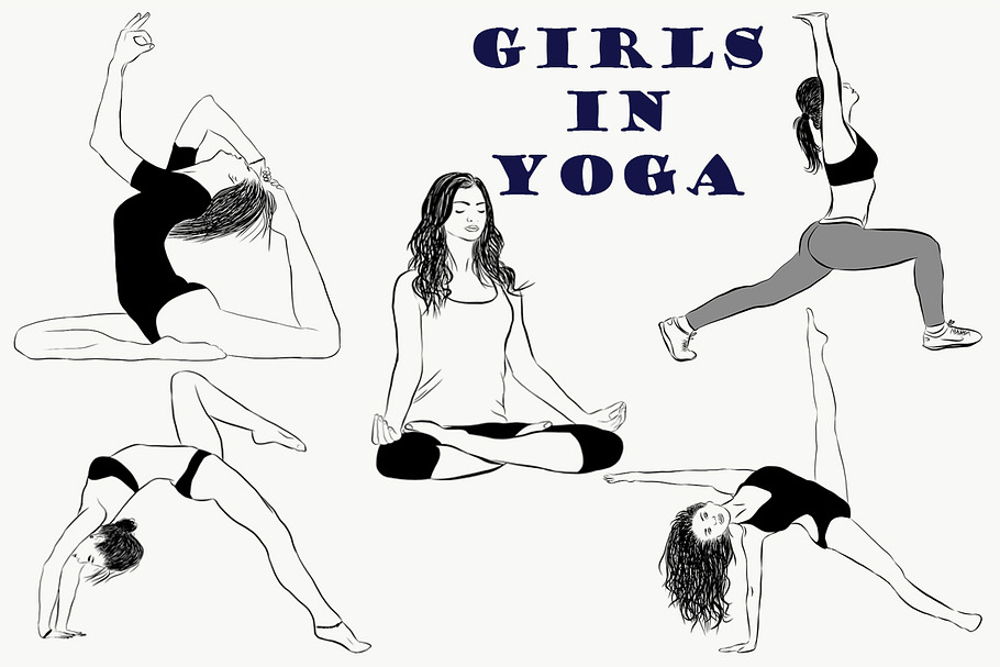 Yoga Poses Collection. Girls in Illustrations - product preview 8