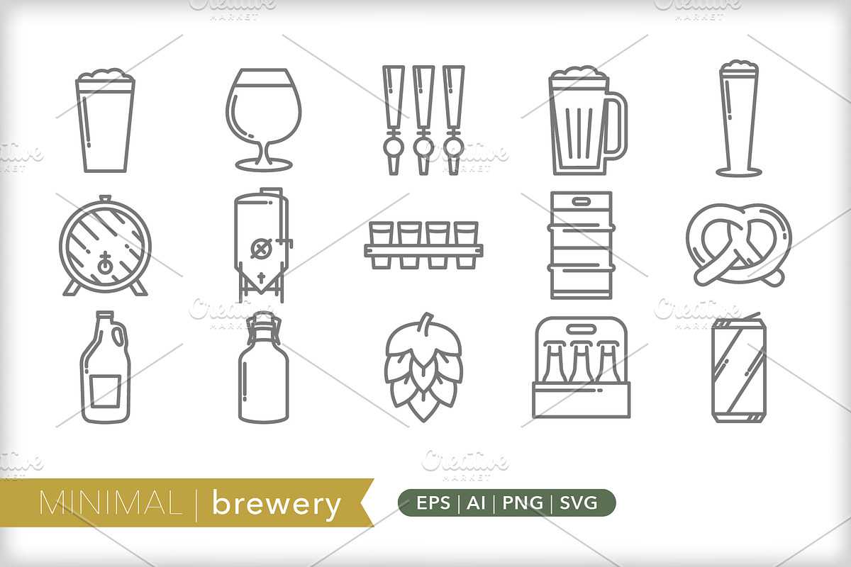 Minimal brewery icons in Graphics - product preview 8