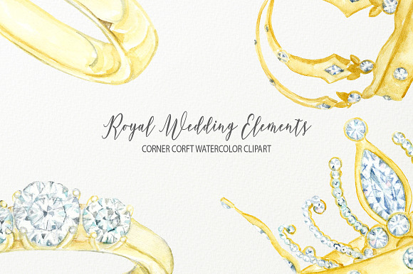 Watercolor Royal Wedding Icons in Illustrations - product preview 4