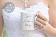 Bride holding mug mockup