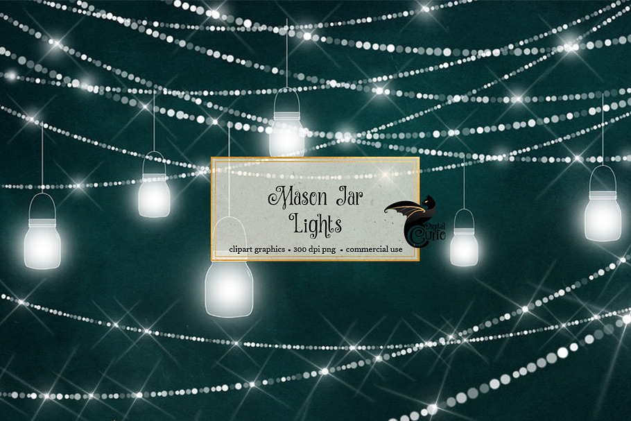 Mason Jar Lights Clipart in Illustrations - product preview 8