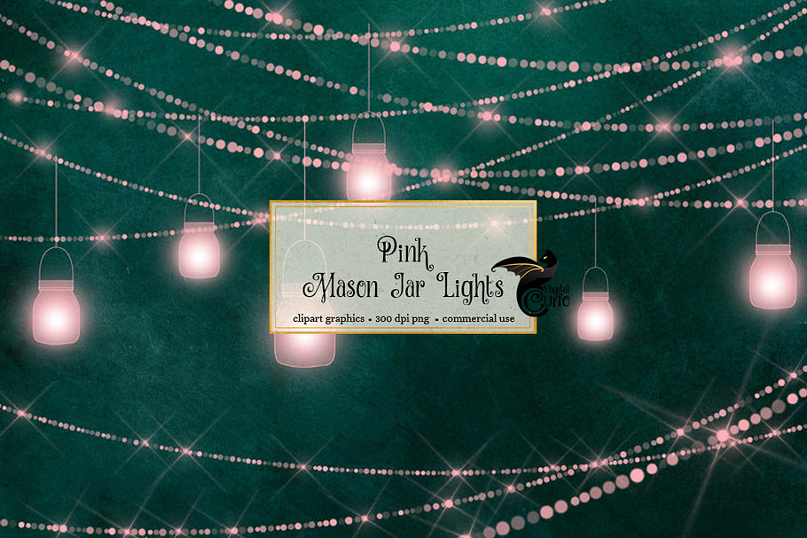 Pink Mason Jar Lights in Objects - product preview 8