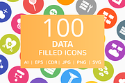 100 Data Filled Round Icons