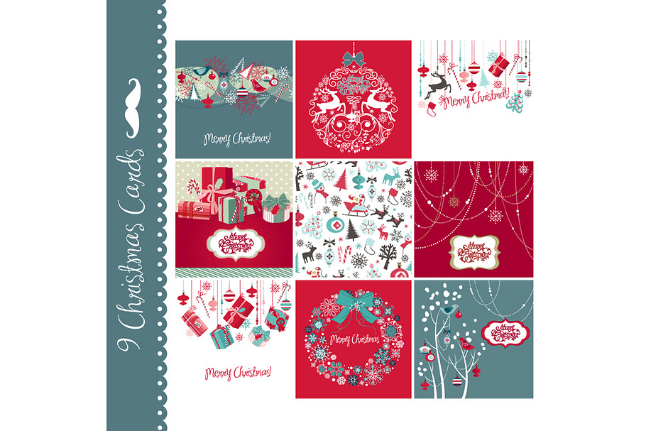 9 Christmas hand drawn cards in Illustrations - product preview 8