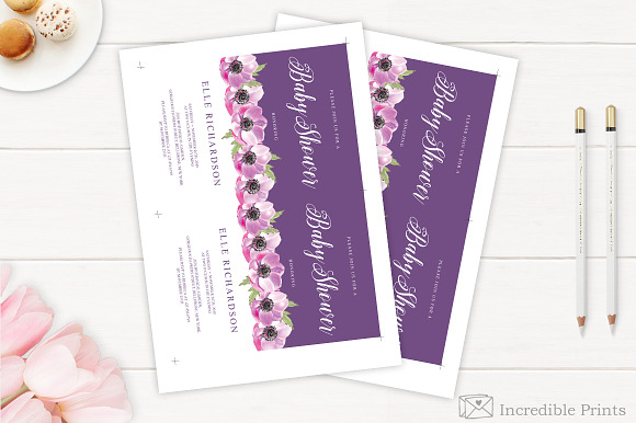Purple Baby Shower Invitation in Card Templates - product preview 4