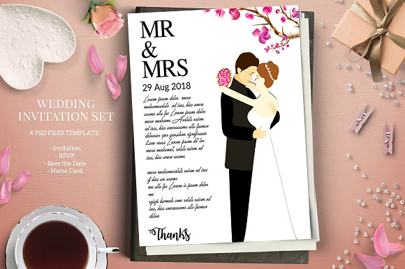 Save The Date Invitation Card Temp in Wedding Templates - product preview 1