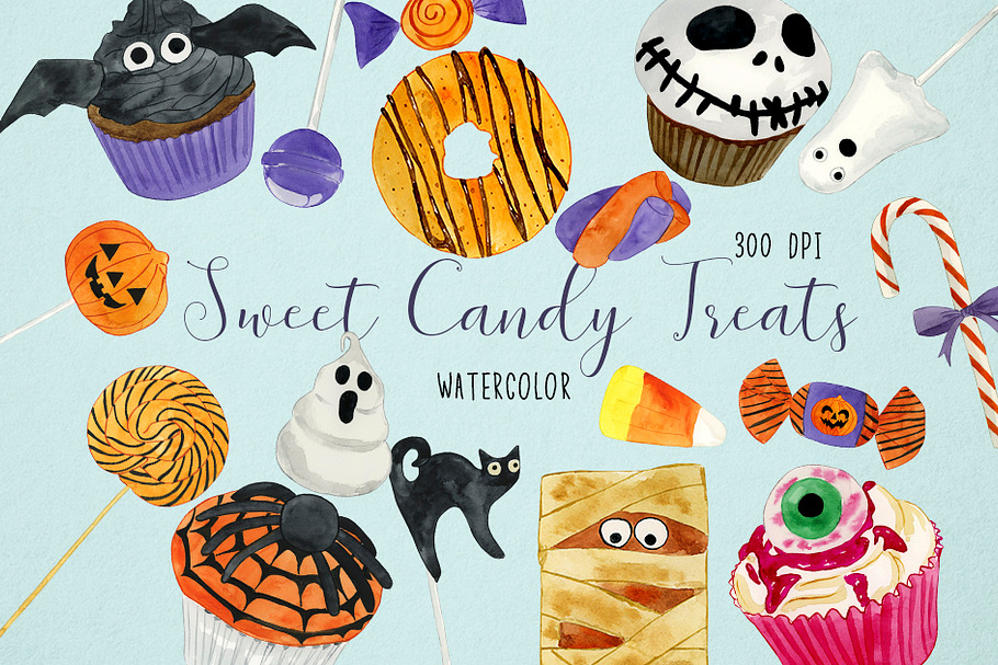 Watercolor Sweet Halloween Clipart