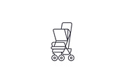 baby carriage vector line icon, sign, illustration on background, editable strokes