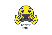 bow tie emoji vector line icon, sign, illustration on background, editable strokes