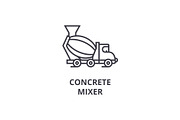 concrete mixer vector line icon, sign, illustration on background, editable strokes