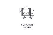 concrete mixer truck vector line icon, sign, illustration on background, editable strokes