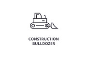 construction bulldozer vector line icon, sign, illustration on background, editable strokes