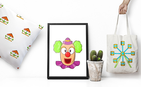Amusement Park icons set, cartoon in Graphics - product preview 2