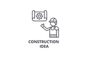 construction idea vector line icon, sign, illustration on background, editable strokes