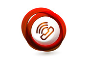 Old fashioned phone button, call center support icon