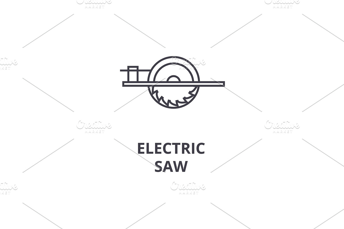 electric saw vector line icon, sign, illustration on background, editable strokes in Illustrations - product preview 8