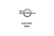 electric saw vector line icon, sign, illustration on background, editable strokes