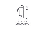 electric screwdriver vector line icon, sign, illustration on background, editable strokes