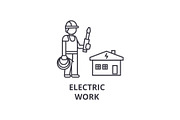 electric work vector line icon, sign, illustration on background, editable strokes