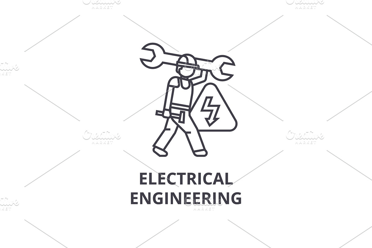 electrical engineering vector line icon, sign, illustration on background, editable strokes in Illustrations - product preview 8