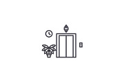 elevator entrance vector line icon, sign, illustration on background, editable strokes