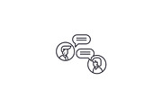 online discussion vector line icon, sign, illustration on background, editable strokes