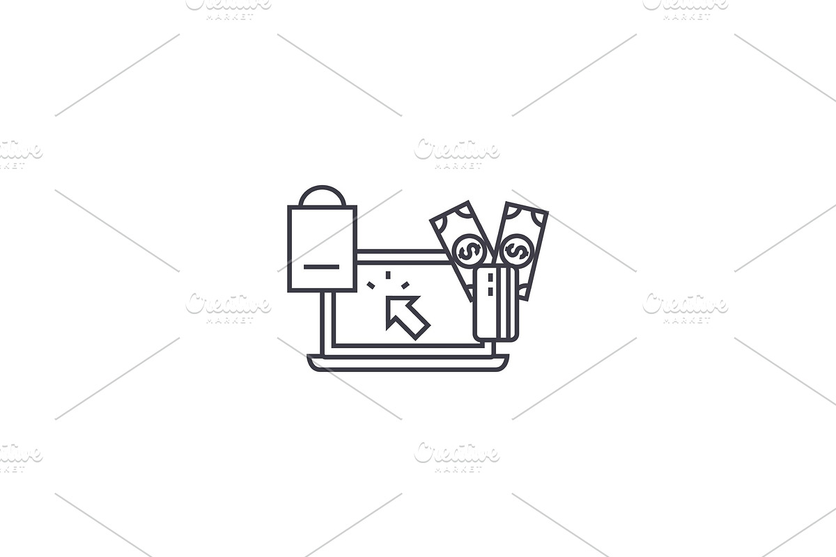 online shopping concept vector line icon, sign, illustration on background, editable strokes in Illustrations - product preview 8