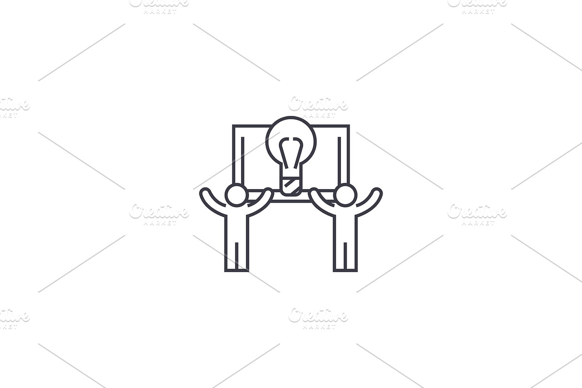 overcome yourself vector line icon, sign, illustration on background, editable strokes in Illustrations - product preview 8